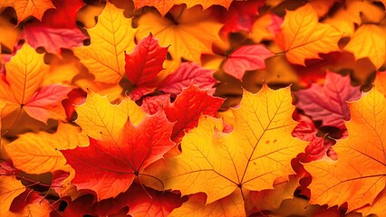 Naklejka na ściany i meble Autumn background from colorful leaves close-up.