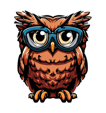 illustration of a owl wearing glasses