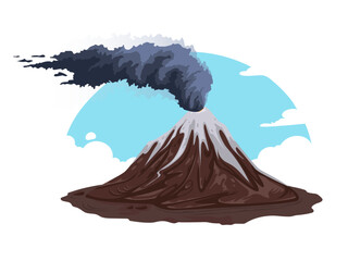 Vector cvartoon illustration of vulcano, isolated on white background