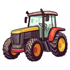 Obraz premium Colorful Tractor Farm pop art style, Tractor Farm Sticker, pastel cute colors