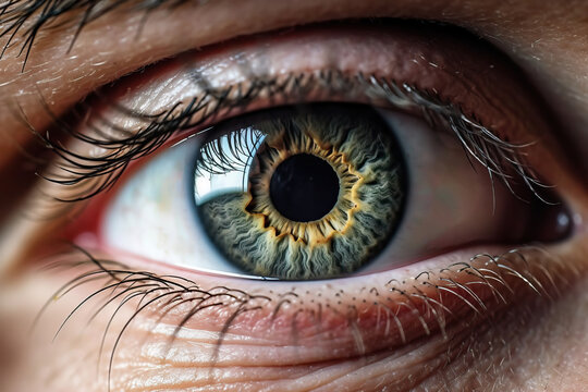 AI generative of Close up of brown man eye