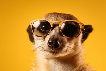 Pet Fashion Adorable Meerkat Rocks Stylish Sunglasses is AI Generative.