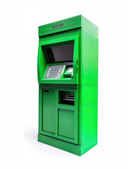Green ATM isolated on white background