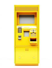 Yellow ATM isolated on white background