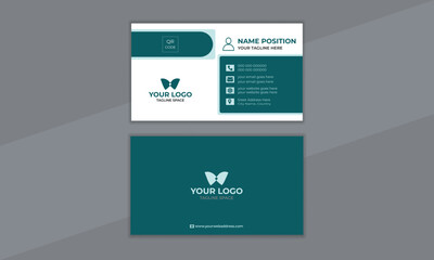 Modern business card template. Business card design template, Clean professional business card template with light green and fresh white color, visiting card, business card template.