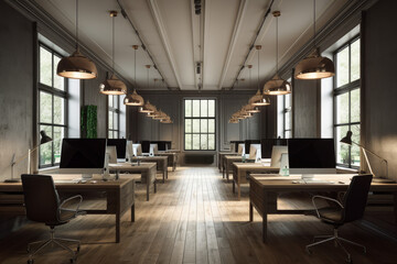 Fototapeta na wymiar Modern office interior, Generative ai
