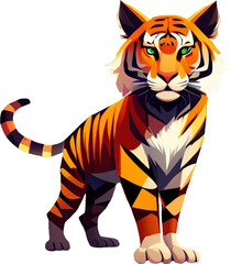 Fototapeta na wymiar Cartoon illustration of tiger, created with generative AI technology