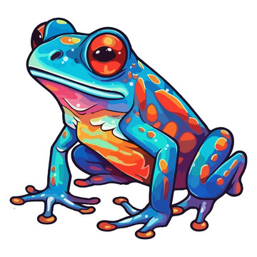 Colorful Frog pop art style, Frog Sticker, pastel cute colors