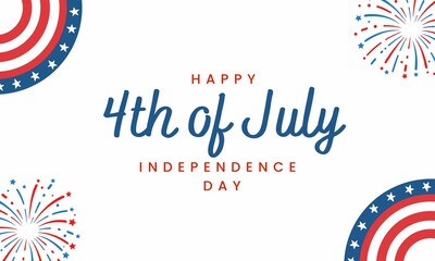 Happy Independence Day USA, 4th of July American national holiday greeting card design with fireworks