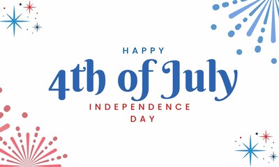Naklejka na ściany i meble Happy Independence Day USA, 4th of July American national holiday greeting card design with fireworks