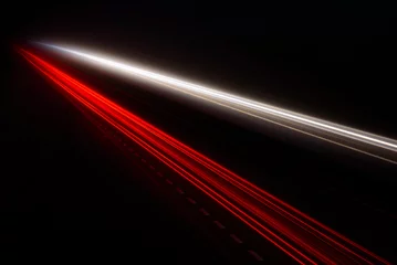 Crédence de cuisine en verre imprimé Autoroute dans la nuit Motorway light trails in the fog