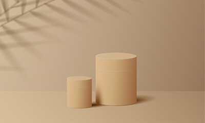 3d background products minimal podium scene with beige pedestal. display floral background vector 3d rendering with podium. stand to show cosmetic products 3d. Stage showcase on pedestal studio 
