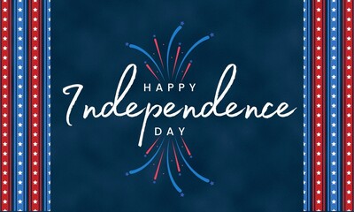Happy 4th of July USA Independence Day greeting card with fireworks and stars stripes
