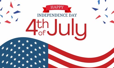 Happy Independence day, 4th of July national holiday. Festive greeting card with the flag of the United States,