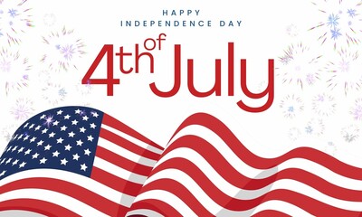 Happy Independence day, 4th of July national holiday. Festive greeting card with the flag of United states,