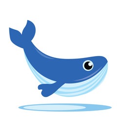 Vector image of cute blue whale - obrazy, fototapety, plakaty