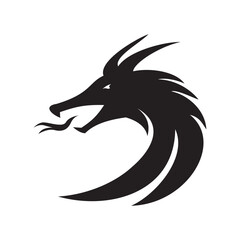 dragon head silhouette design. mythology creature sign and symbol.