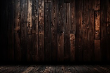 design of dark wood background, old wooden wall, Generative AI