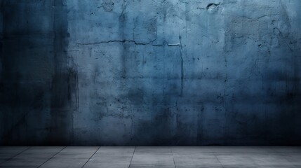 dark and blue concreate and cement wall to present product and background - old room with concrete wall, Generative AI