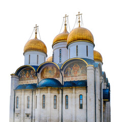 Fototapeta na wymiar Assumption and Annunciation Cathedral of the Moscow Kremlin - Moscow, Russia, June 2019, isolated on a white background