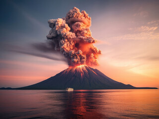 Photo of the volcanic eruption Krakatoa