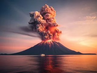 Fotobehang Photo of the volcanic eruption Krakatoa © Veniamin Kraskov