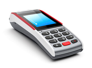 Mobile payment terminal isolated on white background