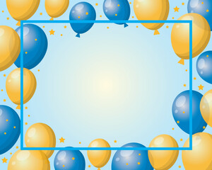 Vector background with yellow and blue balloons