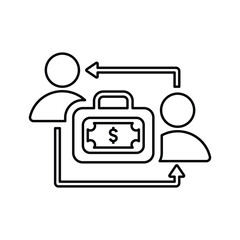 Business suitcase, exchange icon. Line icon, outline symbol.