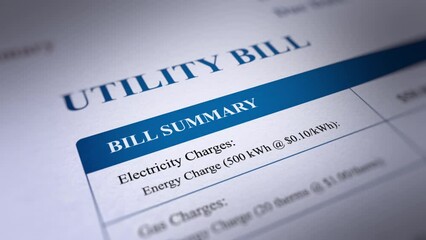 Animated Utility Bill, Fictitious Data Created Exclusively for This Concept Footage
