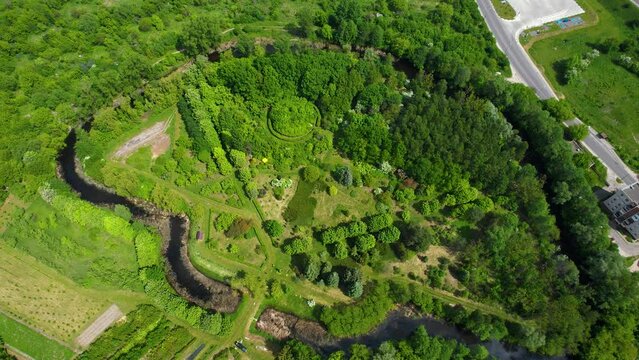  Top view of the park on the site of the old fort in Brest, Belarus