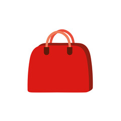 Red fashion bag with handles isolated, accessories concept