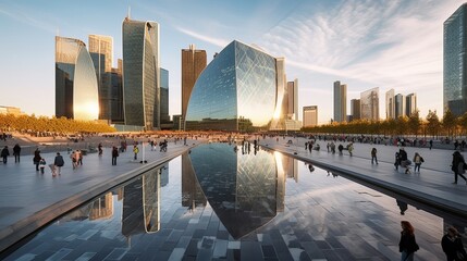 La Defense, business district in Paris, France, view of the city, view from the top, Generative AI