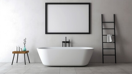 Fototapeta na wymiar Simplicity and Sophistication: A Minimalist Bathroom with a Focal Point Bathtub
