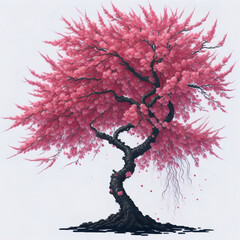 beautiful big cherry tree in flower - obrazy, fototapety, plakaty