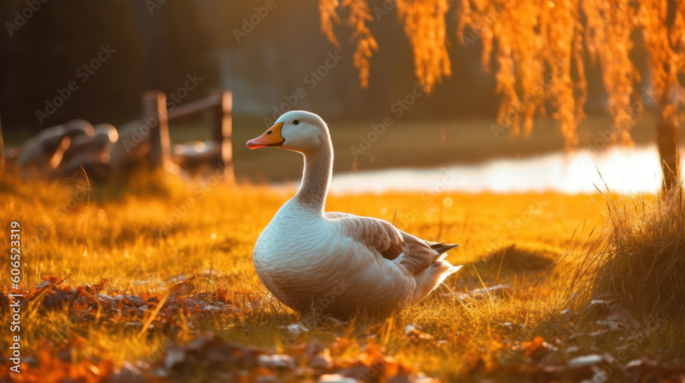 Wall mural duck with beautiful light. generative ai