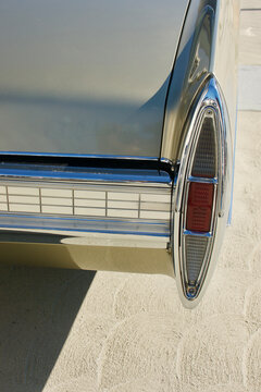 Rear fender and tail light of classic vintage car