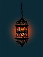 Vector illustration of an eastern lamp for an Islamic mosque or Arabian lighting for Ramadan Islamic lamp symbols in a vector