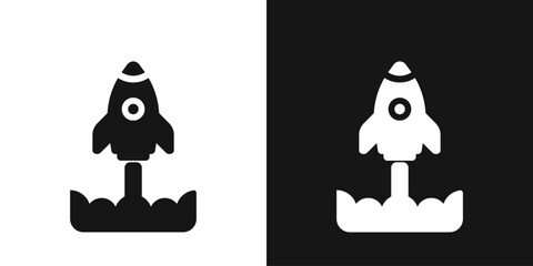 Taking off rocket. Rocket launch, spaceship lift off sign