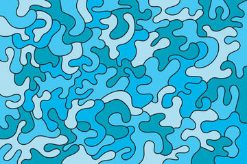 Seamless pattern with abstract shapes in blue colors. Vector illustration.