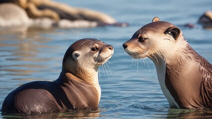 Fototapeta premium otters in the wild