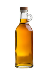 A glass bottle of apple juice on a transparent background, Generative AI