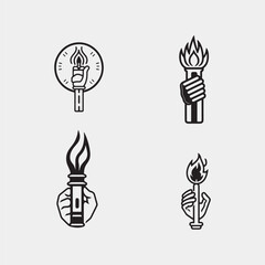 Fototapeta na wymiar set of hand holding torch symbol flat illustration vector isolated on white background