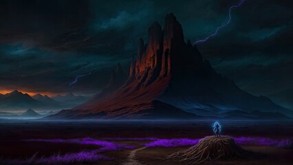 landscape with moon and clouds