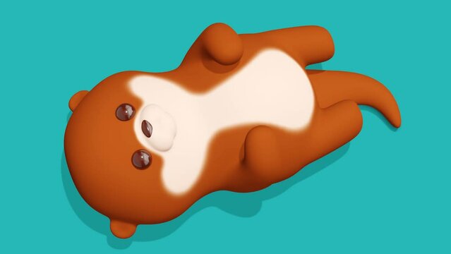 Cute otter on a turquoise background. Abstract loop animation