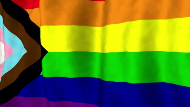 Progress pride flag at an angle looping animated background