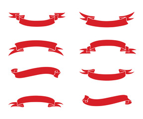 Red Ribbon set vector eps 10 - obrazy, fototapety, plakaty
