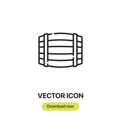 Barrel icon vector. Linear style sign for mobile concept and web design. Barrel symbol illustration. Pixel vector graphics - Vector.	