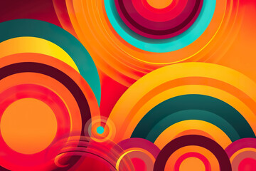 A picture of a bunch of circles on a red background. Generative AI.