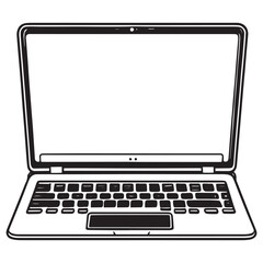 this is a black and  white laptop vector silhouette. laptop vector illustration.